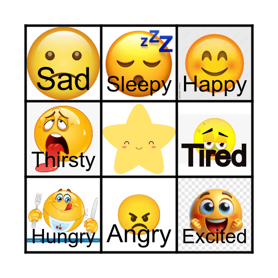Feelings Bingo Card