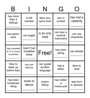 Find someone who.... Bingo Card