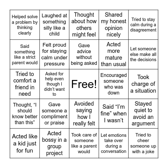 TA-LK ABOUT IT! Bingo Card