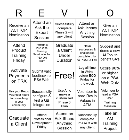 ON May Contest - PSA SAs Bingo Card