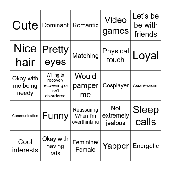 Are you Scott's type Bingo Card