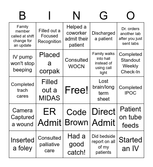 Nurses Week 2025 Bingo Card