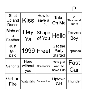 Radio Bingo Card