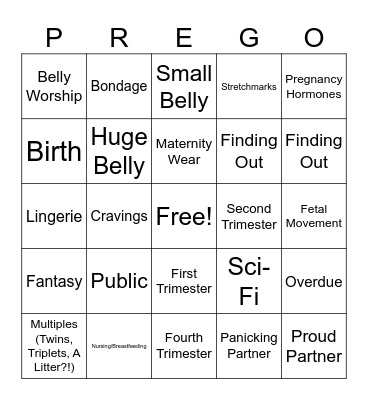 Mayternity Prompts Bingo Card