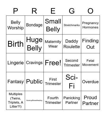 Mayternity Prompts Bingo Card