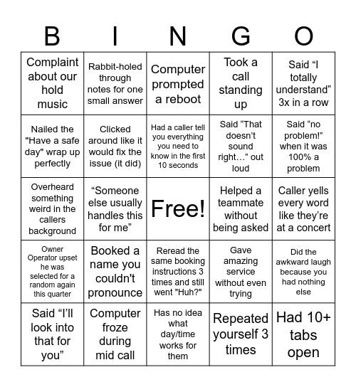 Booking Bingo (CHAOS Edition) Bingo Card