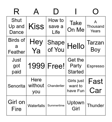 Radio Bingo Card