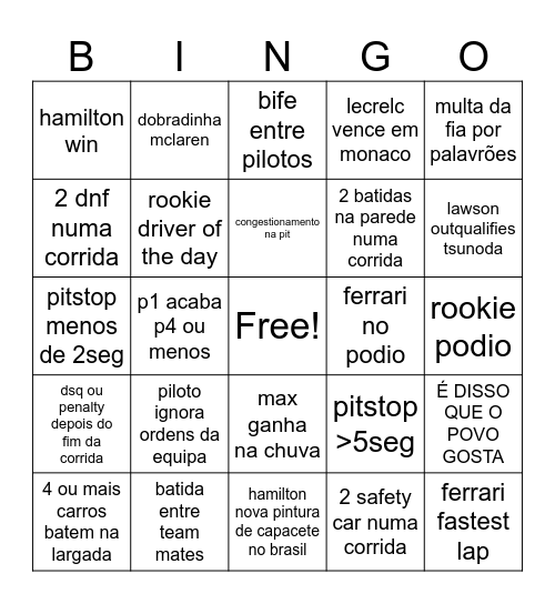 Bingo 1 Bingo Card