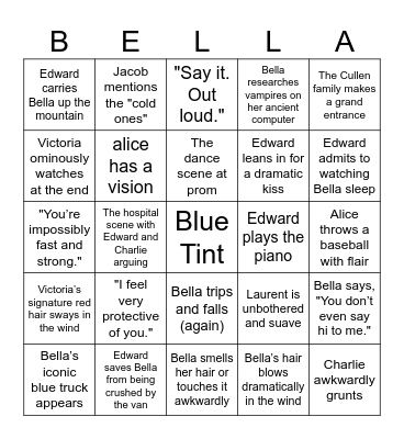 T w i l i g h t Bingo Card