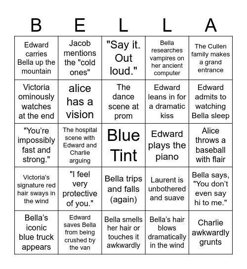 T w i l i g h t Bingo Card