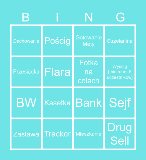 Bingo Crime Bingo Card