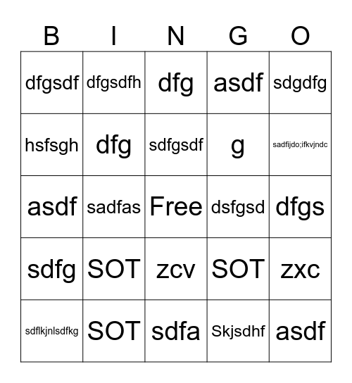 SOT Bingo Card