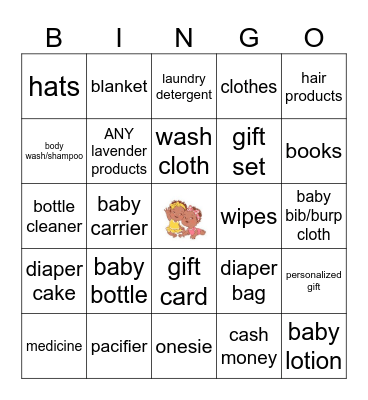 Baby Shower Bingo Card