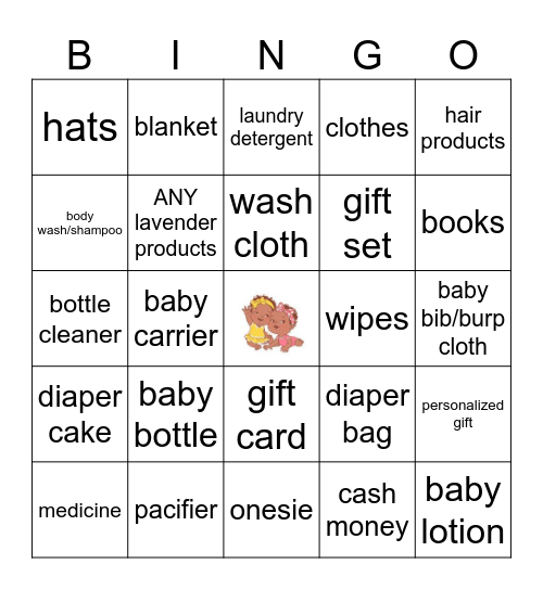 Baby Shower Bingo Card