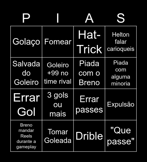 Bingo Pro Clubs Bingo Card