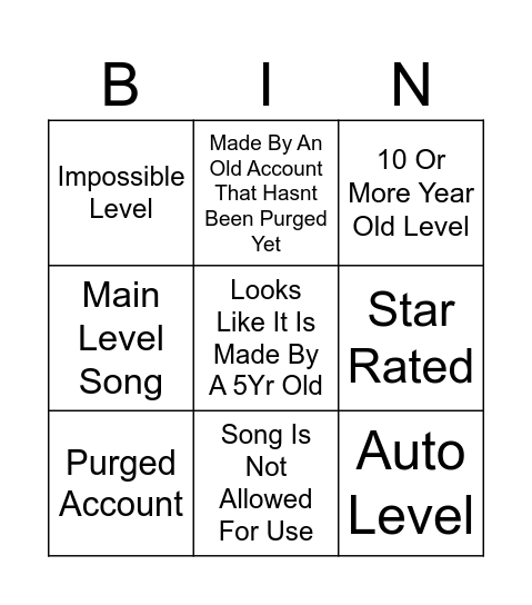 Random Tab Bingo Card