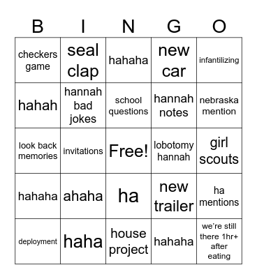 whehje Bingo Card
