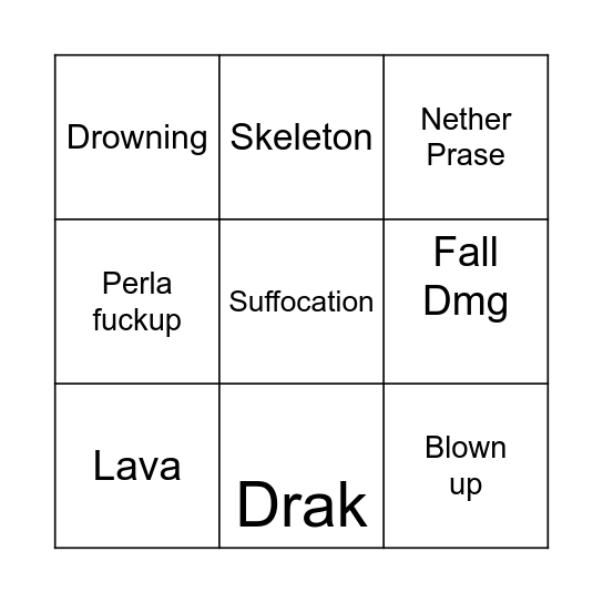 Nestta Smrti Bingo Card