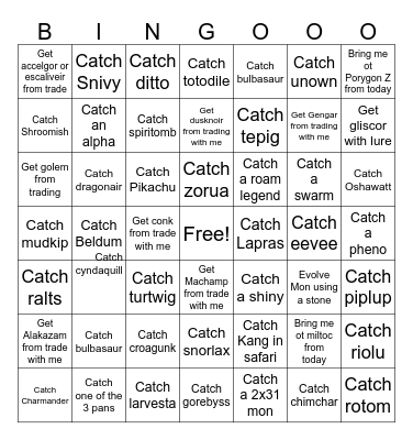 POKEMON! Bingo Card