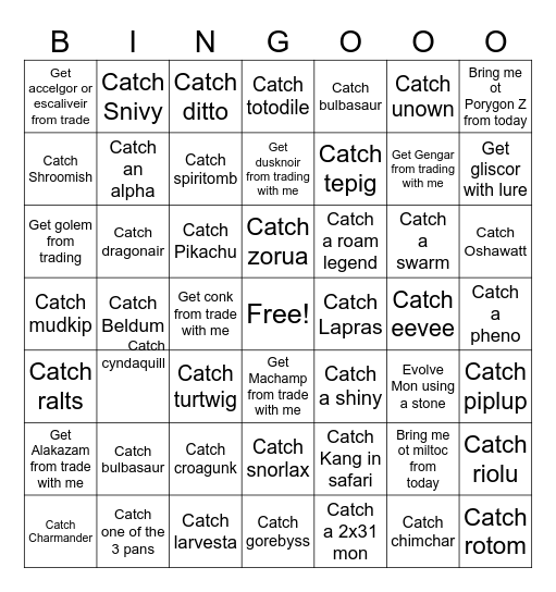 POKEMON! Bingo Card
