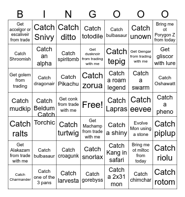 POKEMON! Bingo Card