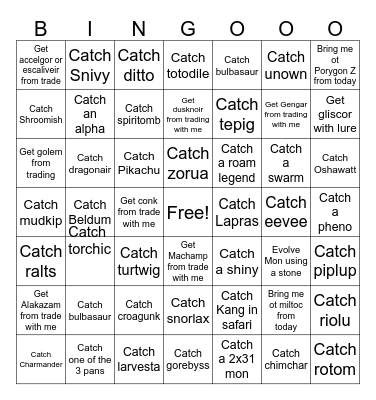 POKEMON! Bingo Card