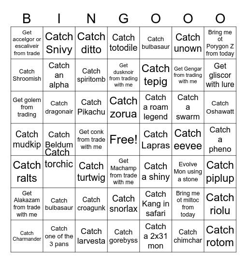 POKEMON! Bingo Card