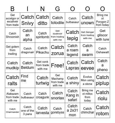 POKEMON! Bingo Card