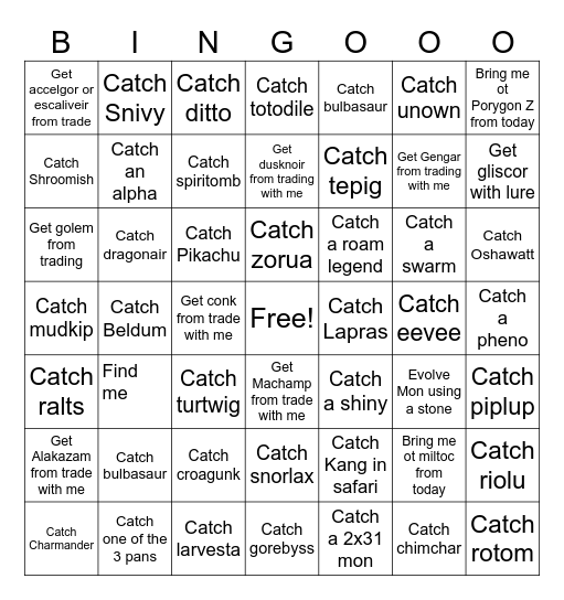 POKEMON! Bingo Card