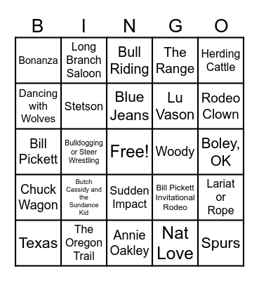 2025 Western Themed Bingo Card