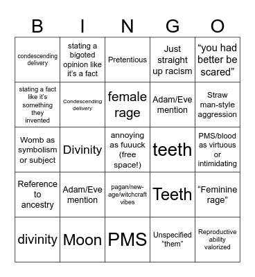 TERF art bingo Card