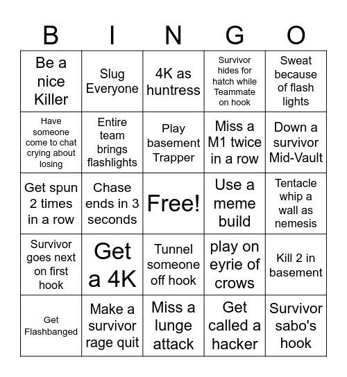 GoldenDildy 500 follower Killer Bingo! Bingo Card