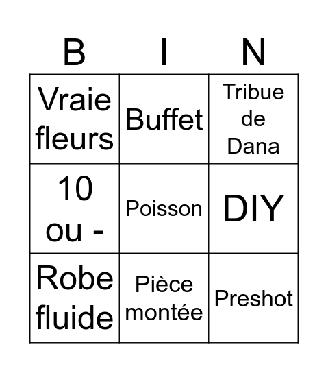 La pomme Bingo Card