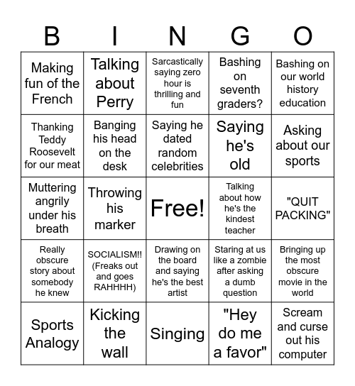 MR. MINOR Bingo Card