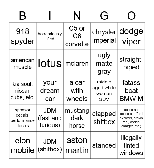 car spotting bingo berlin garage edition Bingo Card