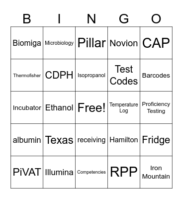 Lab Bingo Card