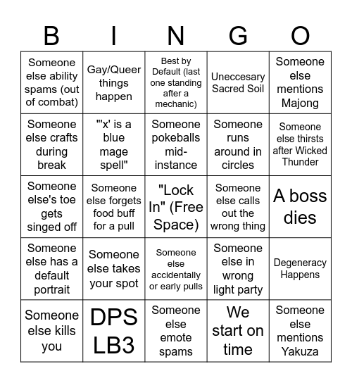 It's a Kind of Static Bingo Card