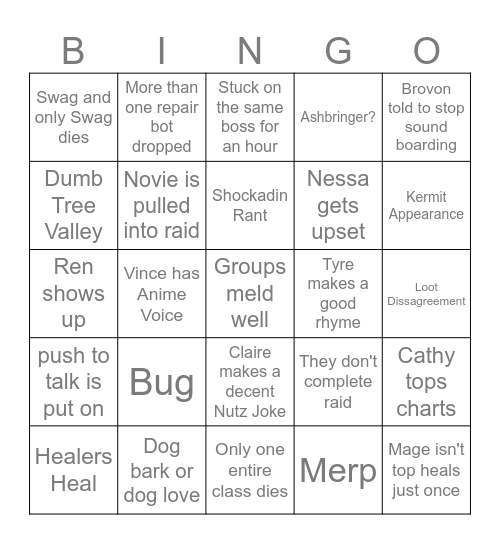Scarlet Meltdown Bingo Card