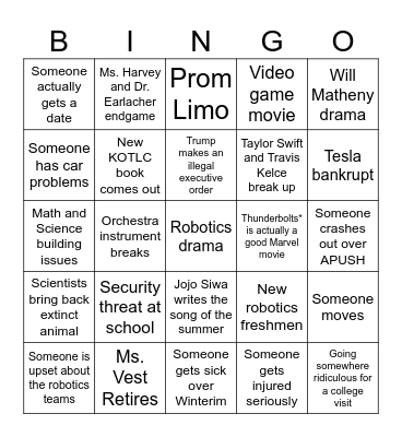 2025-2026 Halfway Bingo Card