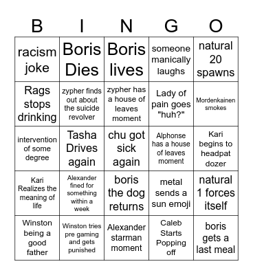 JAIL TIME YAY Bingo Card