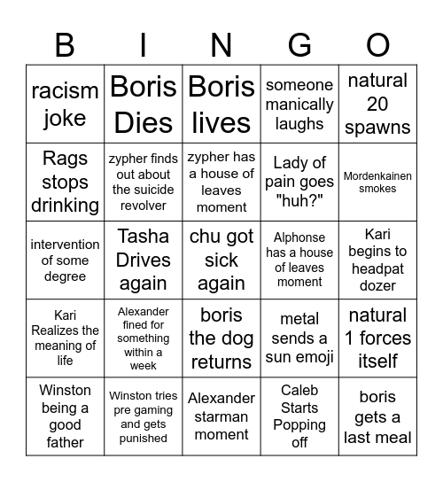 JAIL TIME YAY Bingo Card