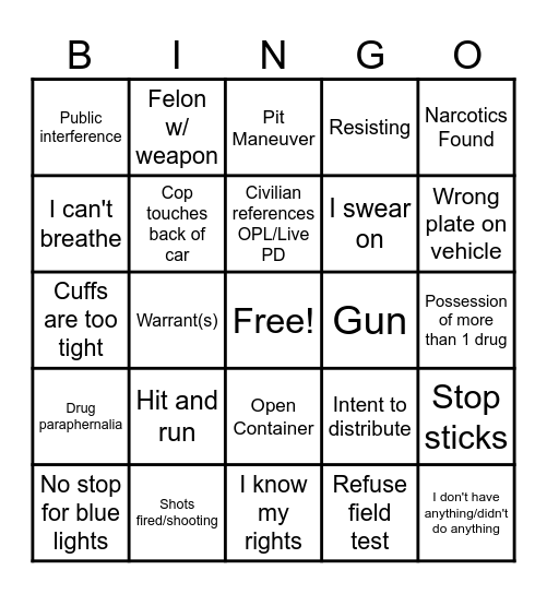 OPL Bingo CW Bingo Card