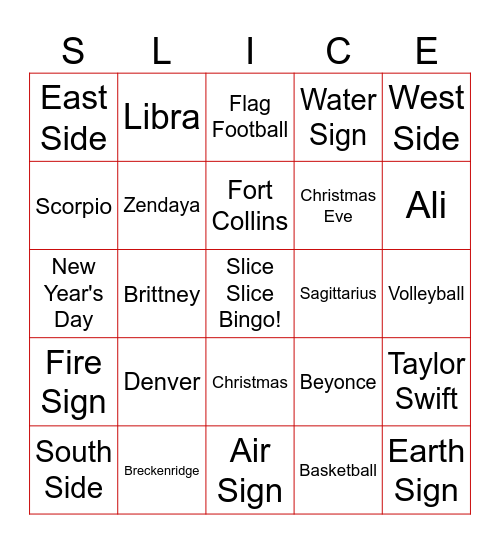 Slice Slice Bingo! Bingo Card