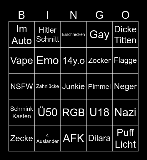 Hurensohn Bingo Card