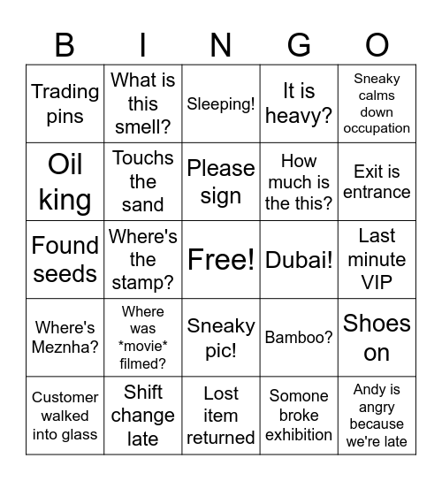 YA Pavilion Bingo Card