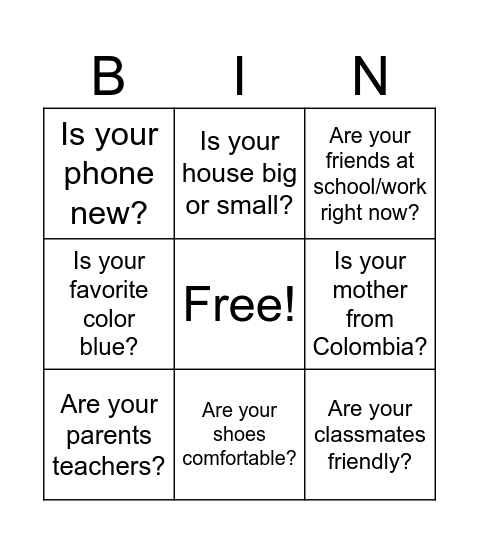 Untitled Bingo Card