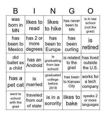 Find someone who... Bingo Card
