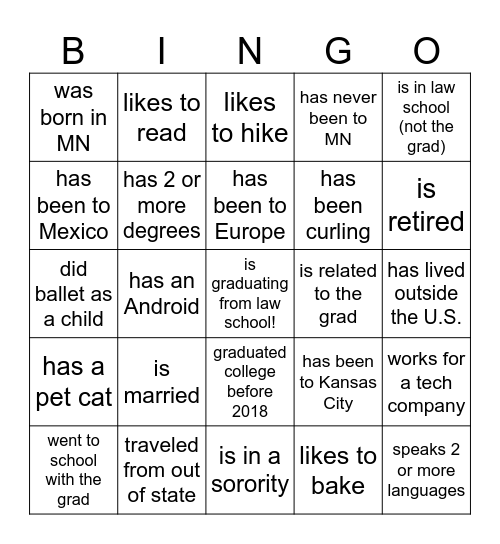 Find someone who... Bingo Card