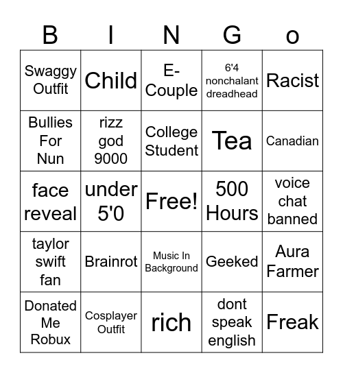 Roblox Neighbors Bingo Board Bingo Card