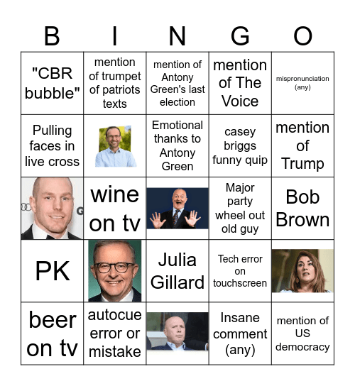 2025 Election Bingo Card